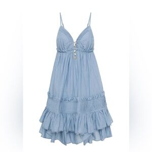 Aje Blue Ruffled Sleep Dress